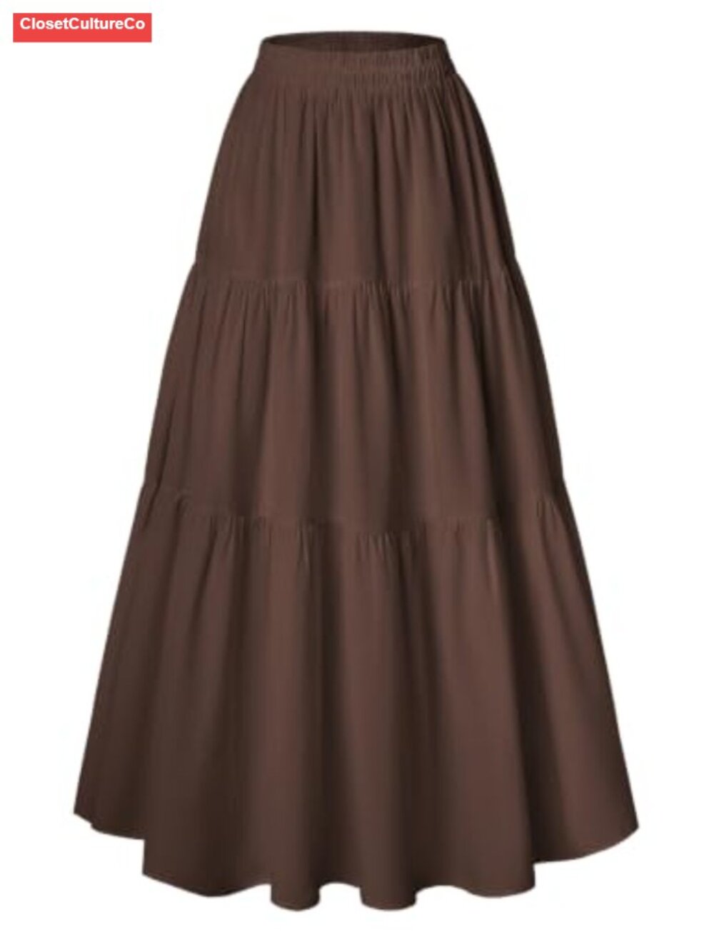 Tiered Renaissance Maxi Skirt Elastic Waist Pockets A-Line Lined
